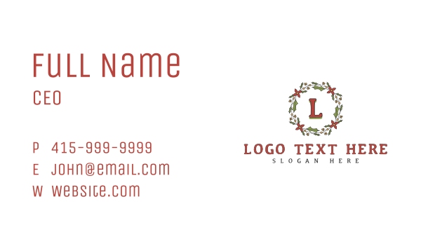 Holiday Christmas Wreath Business Card Design Image Preview