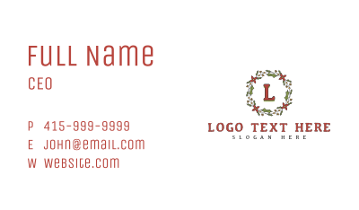 Holiday Christmas Wreath Business Card Image Preview