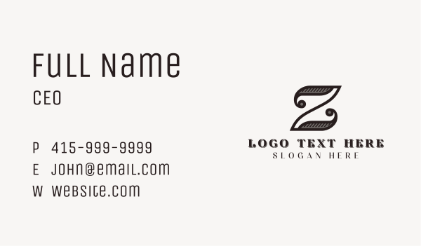 Upscale Brand Letter Z Business Card Design Image Preview