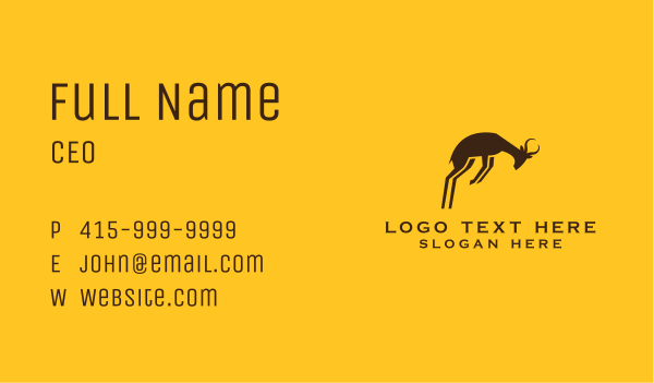 Jumping Wild Springbok Business Card Design Image Preview