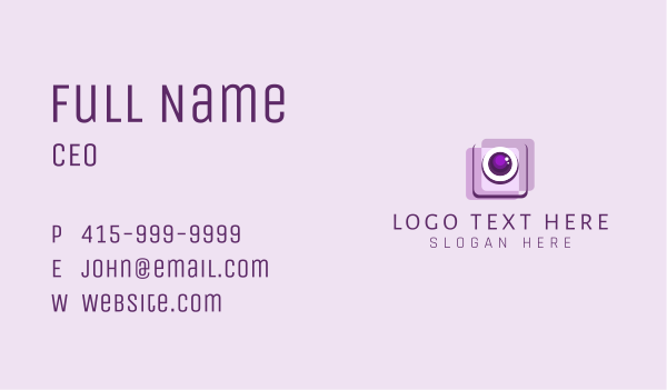 Photography Camera App Business Card Design