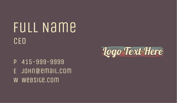 Colorful Retro Cursive Business Card Design Image Preview