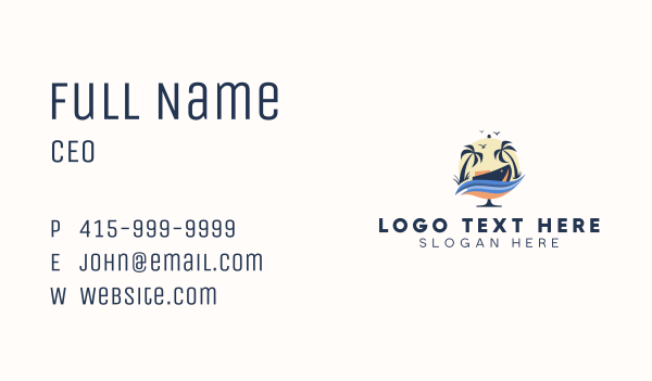 Yacht Palm Tree Globe Business Card Design Image Preview