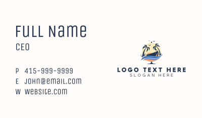 Yacht Palm Tree Globe Business Card Image Preview