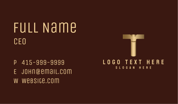 Metallic Contractor Letter T Business Card Design Image Preview