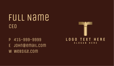 Metallic Contractor Letter T Business Card Image Preview