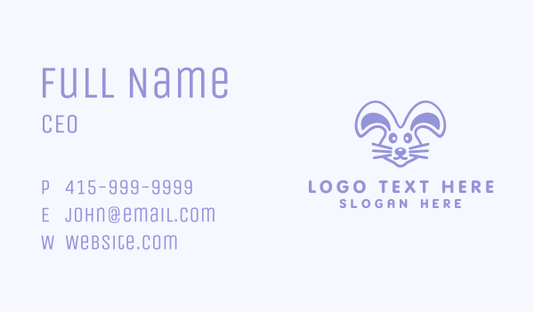 Violet Cute Rabbit Pet Business Card Design Image Preview