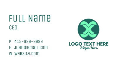 Green Curvy Letter X Business Card