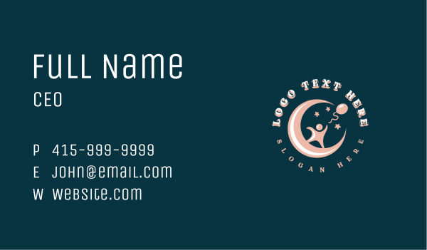 Toddler Balloon Moon Business Card Design Image Preview