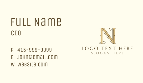 Classy Vintage Letter N Business Card Design Image Preview