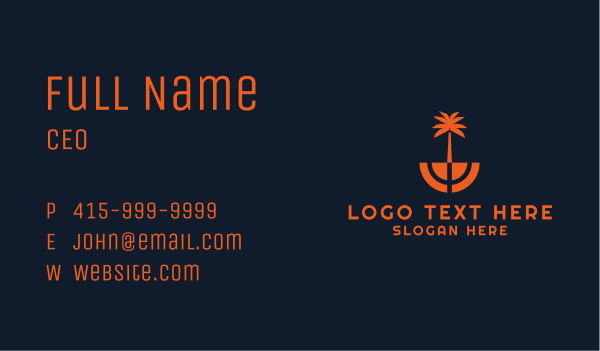 Tropical Coconut Tree Badge Business Card Design Image Preview