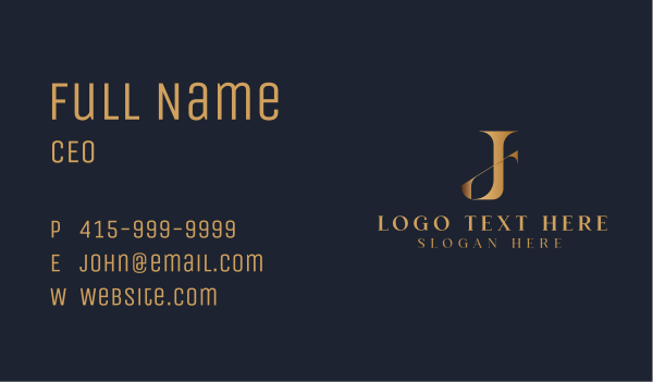 Elegant Classic Letter J Business Card Design Image Preview