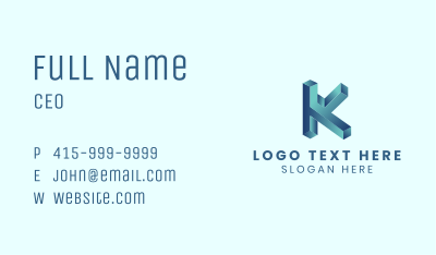 Startup Company Letter K  Business Card Image Preview