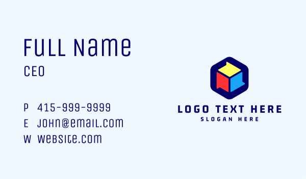 Chat Cube Application Business Card Design Image Preview