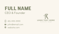 Floral Natural Beauty Letter K Business Card Image Preview