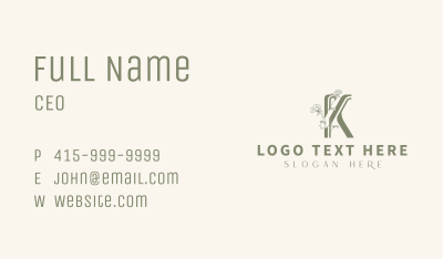 Floral Natural Beauty Letter K Business Card Image Preview