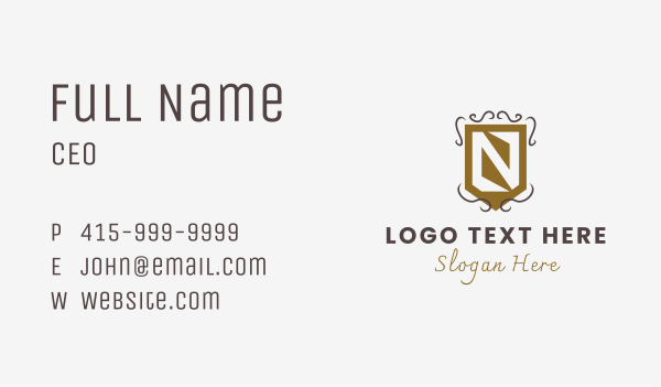 Royal Knight Shield Letter N Business Card Design Image Preview