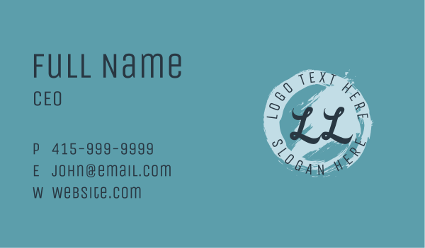 Blue Paintbrush Lettermark Business Card Design Image Preview