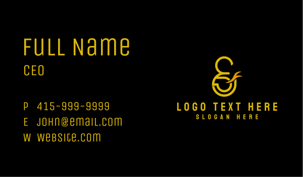 Gold Ampersand Lettering Business Card Design Image Preview