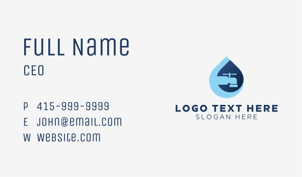 Clean Waterdrop Faucet Business Card Design Image Preview