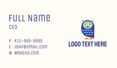 Cute Colorful Owl  Business Card Image Preview