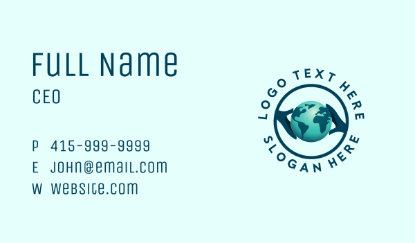 Global Earth Hand Business Card Design Image Preview