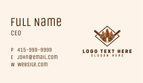 Forest Lumberjack Chainsaw Business Card Design Image Preview