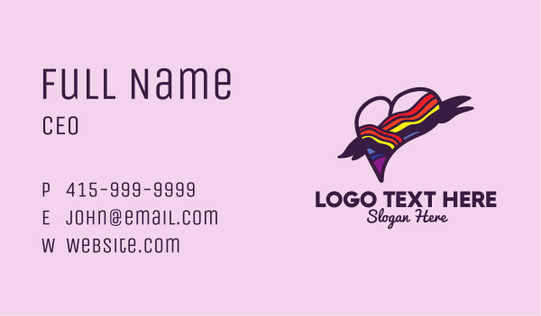 Festive Rainbow Heart Banner Business Card Design Image Preview