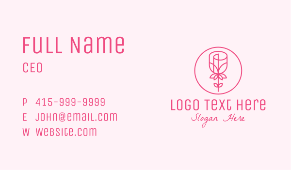 Minimalist Pink Rose Business Card Design Image Preview