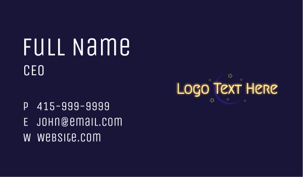 Glowing Text Moon Wordmark Business Card Design Image Preview