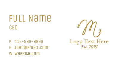 Premium Jewelry Letter M Business Card
