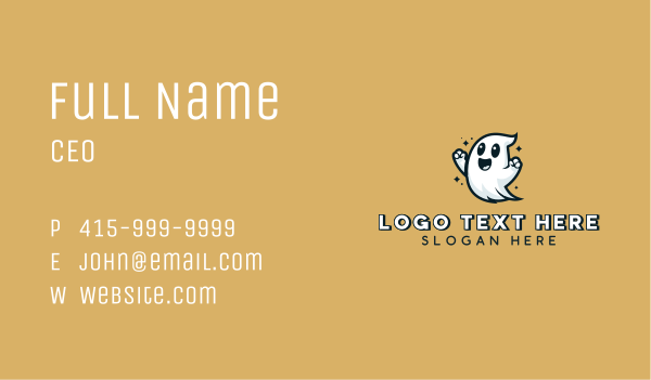 Smiling Halloween Ghost Business Card Design Image Preview