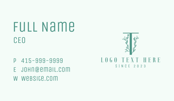 Vine Plant Letter T Business Card Design Image Preview