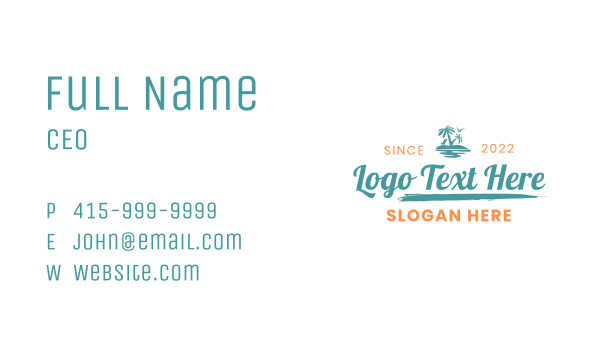 Tropical Beach Wordmark Business Card Design Image Preview