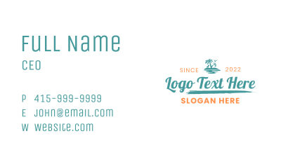 Tropical Beach Wordmark Business Card Image Preview