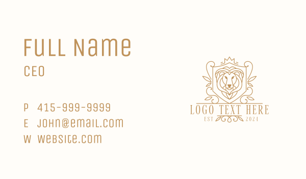 Elegant Regal Lion  Business Card Design Image Preview