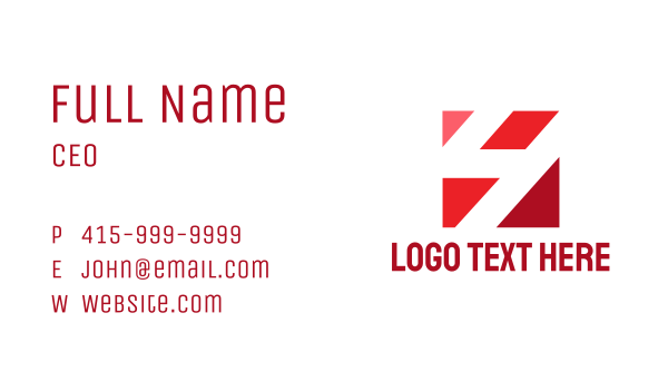 Red Italic Number 4 Business Card Design