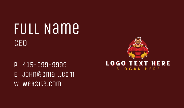Superhero Strong Man Business Card Design Image Preview