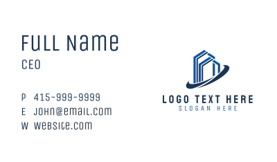 Blue Building Real Estate Business Card Image Preview