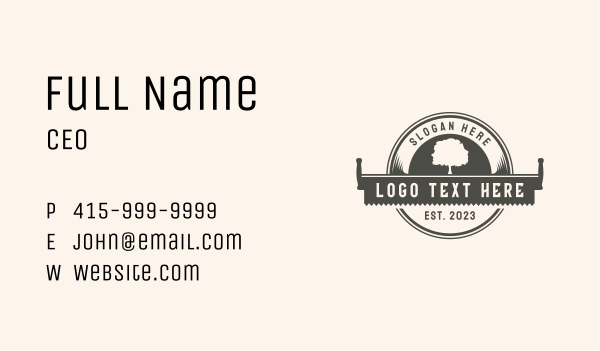 Lumberjack Logging Saw Business Card Design Image Preview