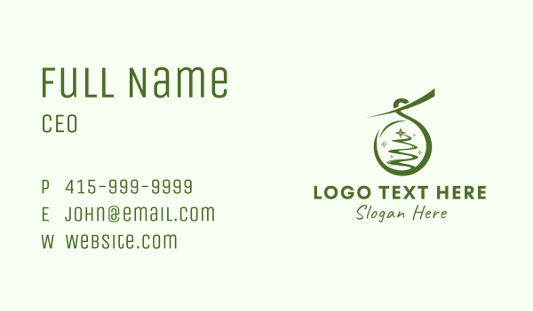 Green Christmas Ornament  Business Card Design Image Preview