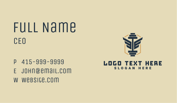 Rustic Barbell Wings Business Card Design Image Preview