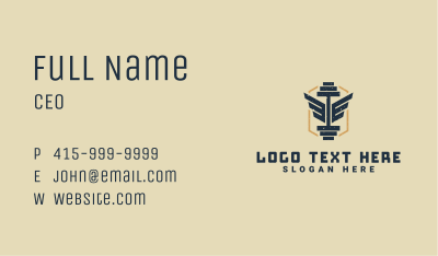 Rustic Barbell Wings Business Card Image Preview