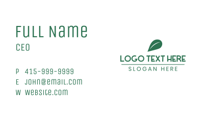 Green Leaf Wordmark Business Card Image Preview