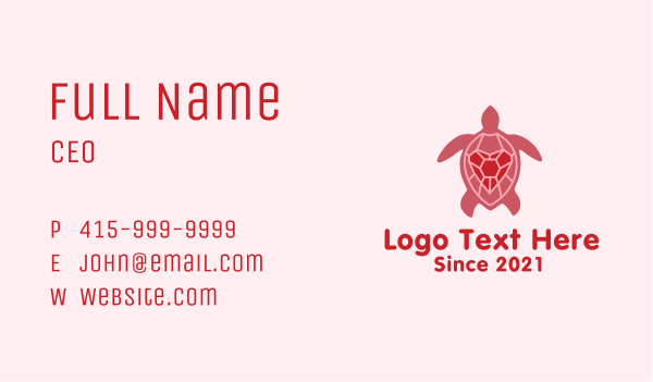 Heart Tortoise  Business Card Design Image Preview
