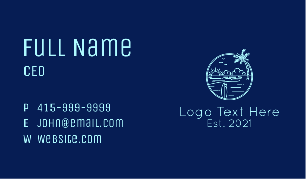 Blue Island Outline  Business Card Design Image Preview