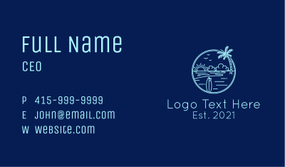 Blue Island Outline  Business Card Image Preview