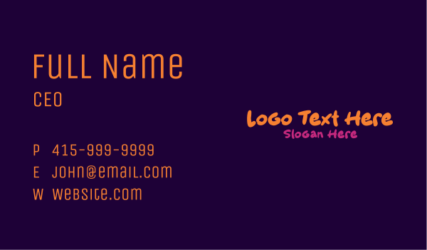Playful Business Wordmark Business Card Design Image Preview