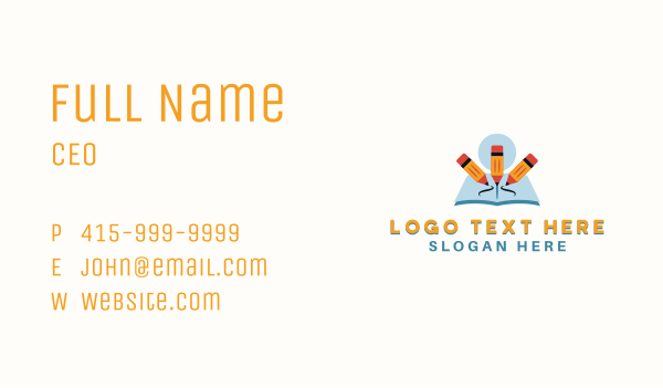 Pencil Learning Book Business Card Design Image Preview