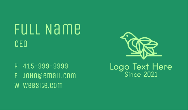 Green Leaf Bird Business Card Design Image Preview